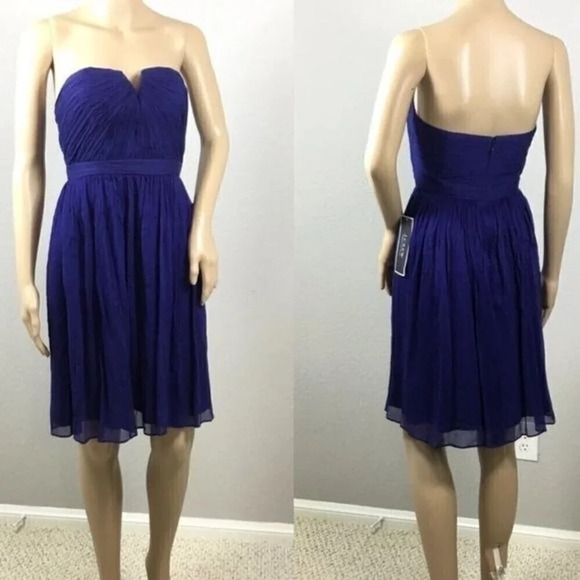 J Crew Nadia silk chiffon dress navy blue size 00 ❤️ - Picture 2 of 7